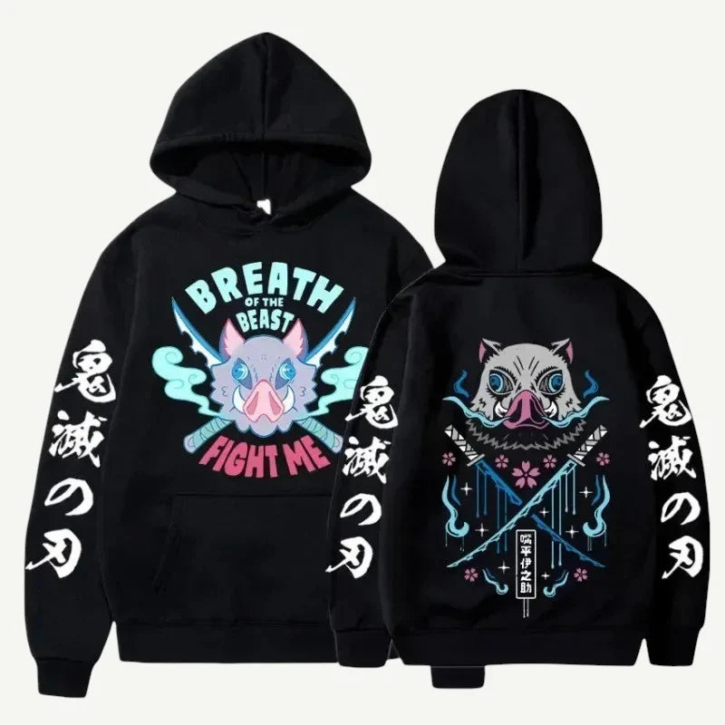 Anime Demon Slayer Inosuke bluza 100% bawełna
